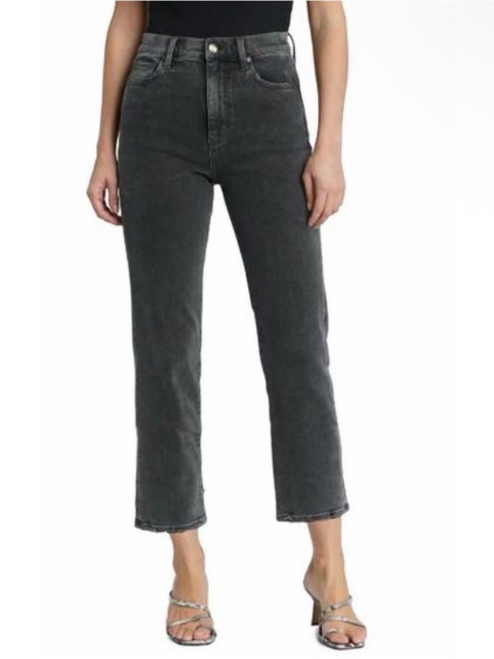 pistola Cassie Washed Charcoal High-Rise Cropped Jeans